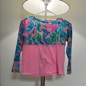 Lilly Pulitzer girls Pink and Multicolor Long Sleeve Tee large 8-10
